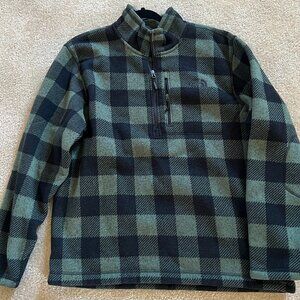 North Face Men's XL 1/4 Zip Green/Black Buffalo Plaid